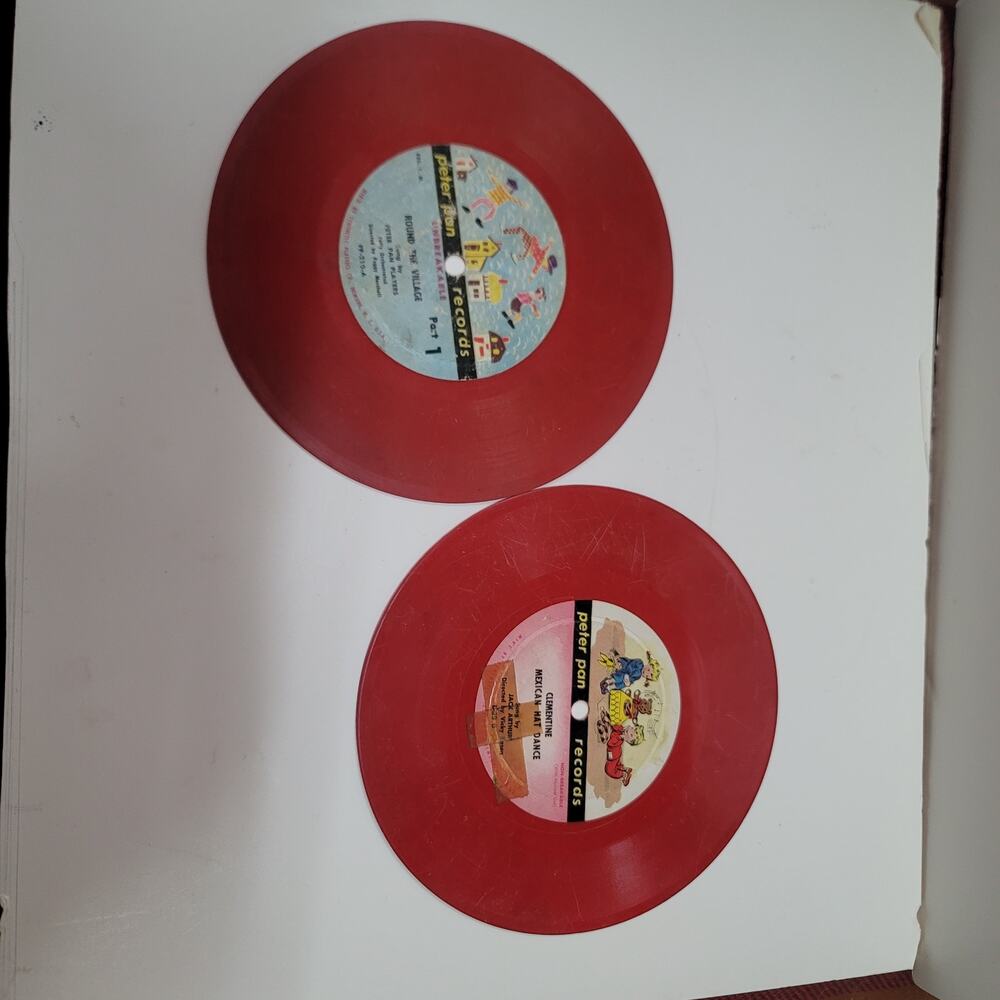 Peter Pan Records Lot of 2 vinyl Red Colored 45 rpms